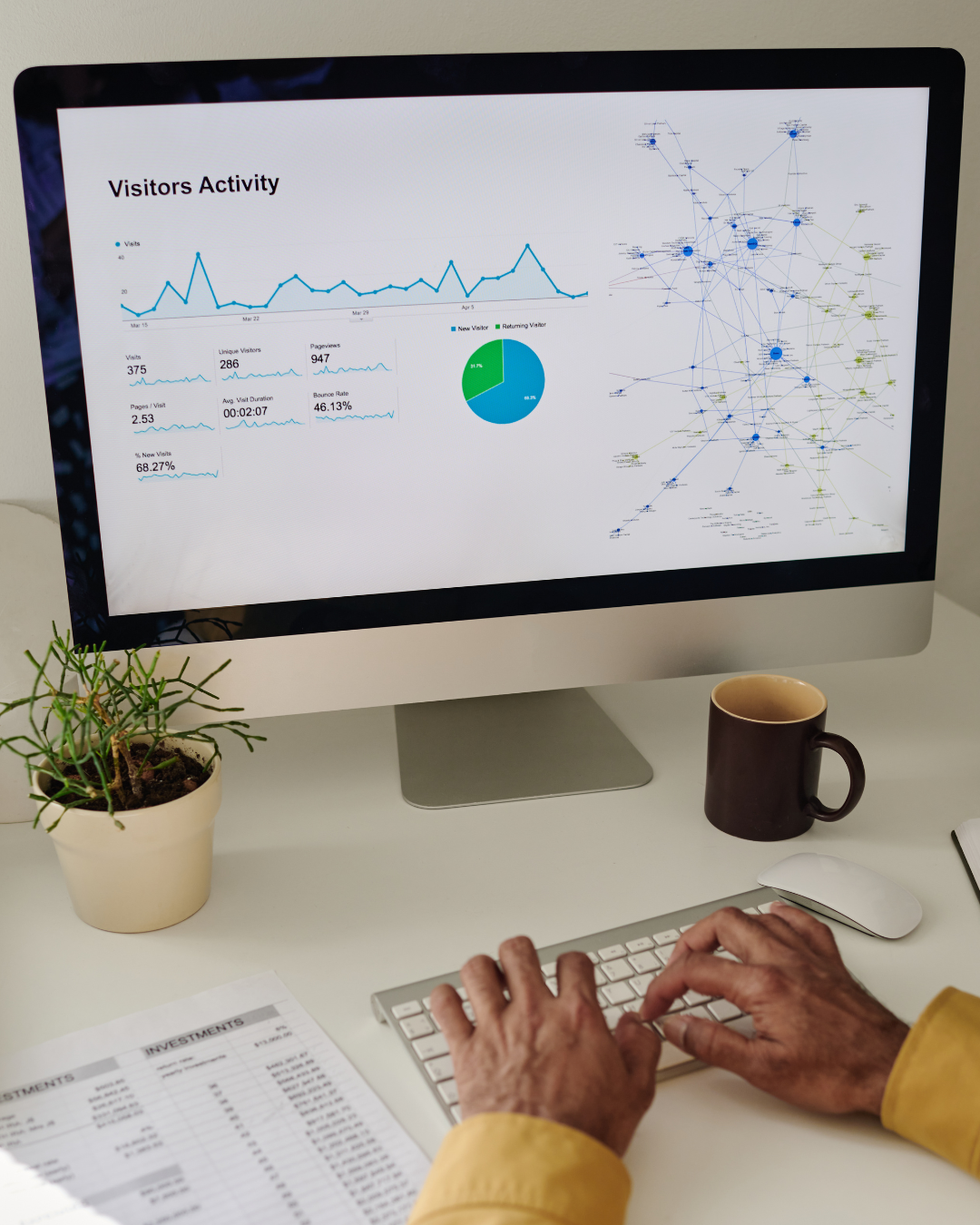A data dashboard on a desk